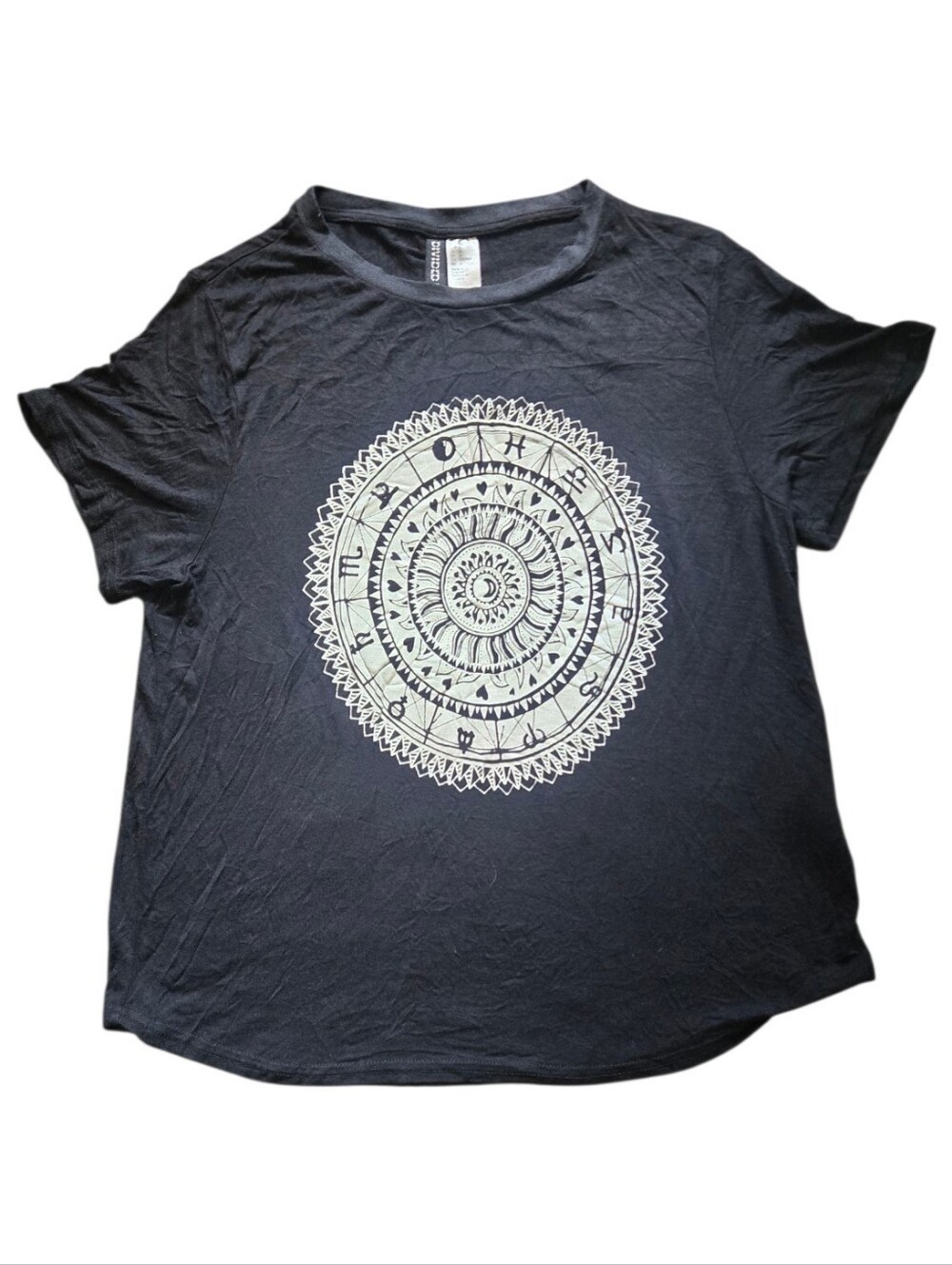 H&M Divided Black Zodiac Croped Top - M